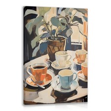 Wrapped Canvas Retro Plant Coffee Wall Art for Cafe Decor 12x16 in