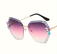 Stylish sunglasses, women's rhinestone-embellished sunglasses, purple, 1 piece.