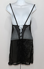 B0 MARVEL BY LA PERLA Blk Sheer Mesh Floral Strappy Corset Back Nightdress Sz 36