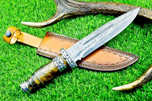 Custom Hand Forged Damascus Steel BOWIE Knife, Hunting Knife, CAMPING KNIFE 6223 - Photo 1/10