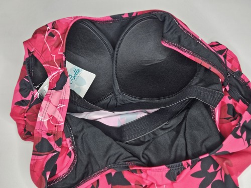 Swimsuits For All Beach Belle Size 14 Tankini Swim Top Floral Pink Black NEW - Picture 7 of 7
