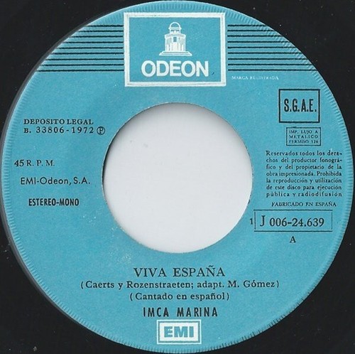 Imca Marina - Viva España / Los Faroles (En Español) (7", Single) - Picture 3 of 4