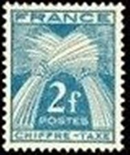 FRANCE STAMP TIMBRE TAXE N° 72 " TYPE GERBES 2F BLEU-VERT " NEUF xx TTB