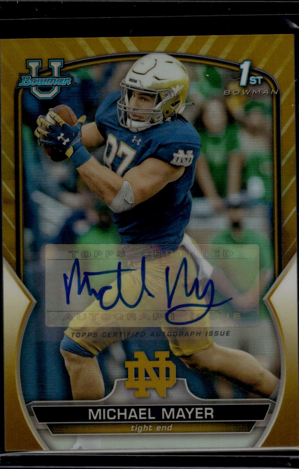 2022 Bowman Chrome University Michael Mayer #41 1st Gold Refractor Auto /50