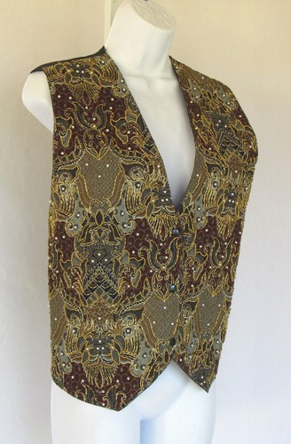 NOUVEAU MONDE GILET DONNA PERLINE FINTA PERLA GRANDE COTONE POLIESTERE - Foto 8 di 12