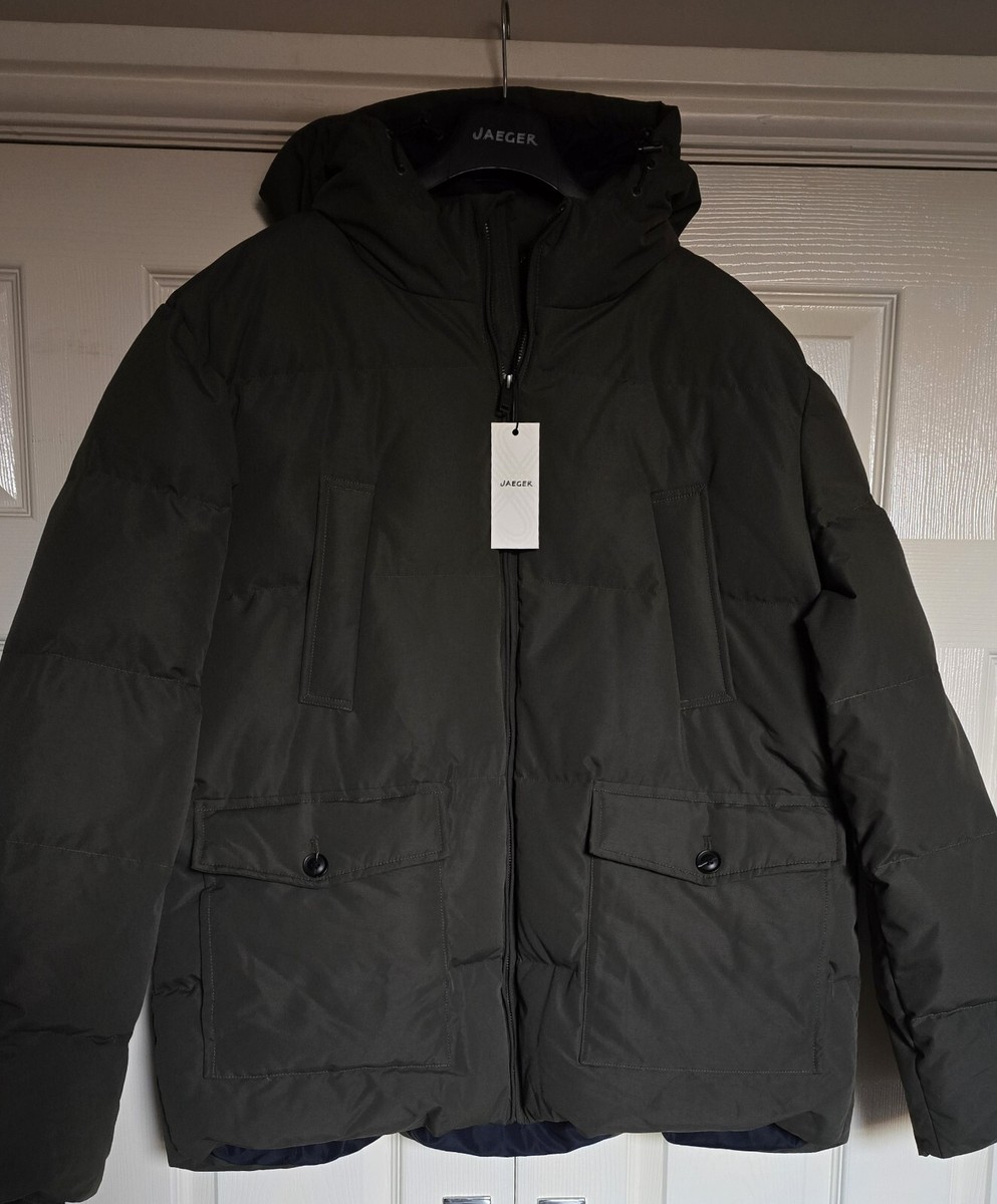 Jaeger Feather and Down Khaki Puffer Jacket – Size 2XL UK - Main Image