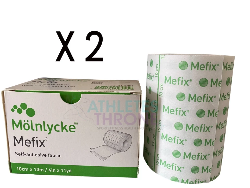 Molnlycke Mefix Adhesive Tape Fabric Retention Bandage 10cm x 10M (2 PACK)