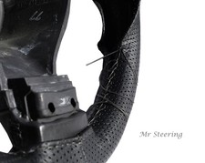 Für Ford Fusion Echtes Schwarzes Perforiertes Lederlenkradbezug Graue Naht