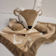 Levtex Brown Deer Baby Security Blanket Lovey Antlers Tan Beige 