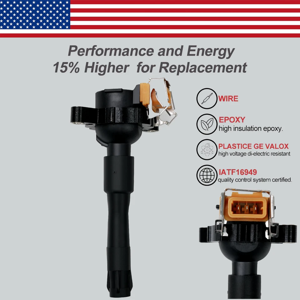 6X OEM Ignition Coil & 6 Iridium Spark Plug For BMW 323 325 M3 X5 Z3 UF300 UF354 - Image 3 of 4