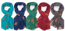 Womens Highland Cow Scarf Navy Blue Grey Teal Red Green Christmas Gift