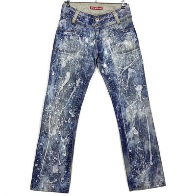 Jean y2k Cyber Vintage 2000 s Custom Bleach x Paint SGL Dsgn