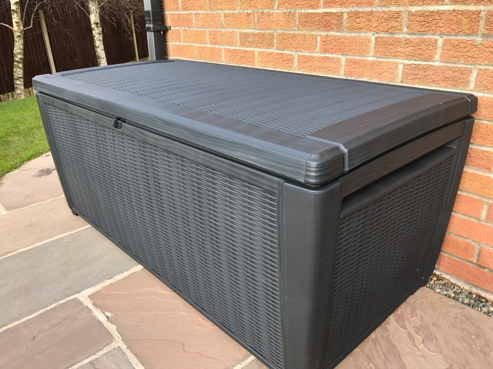 Keter Sumatra Waterproof Rattan Style Plastic Garden Storage Deck Box