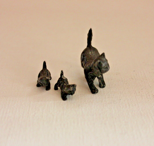 3 Katze n Figur Zinn 37g Tier Statue Skulptur Setzkasten Miniatur alt vintage - Picture 3 of 7