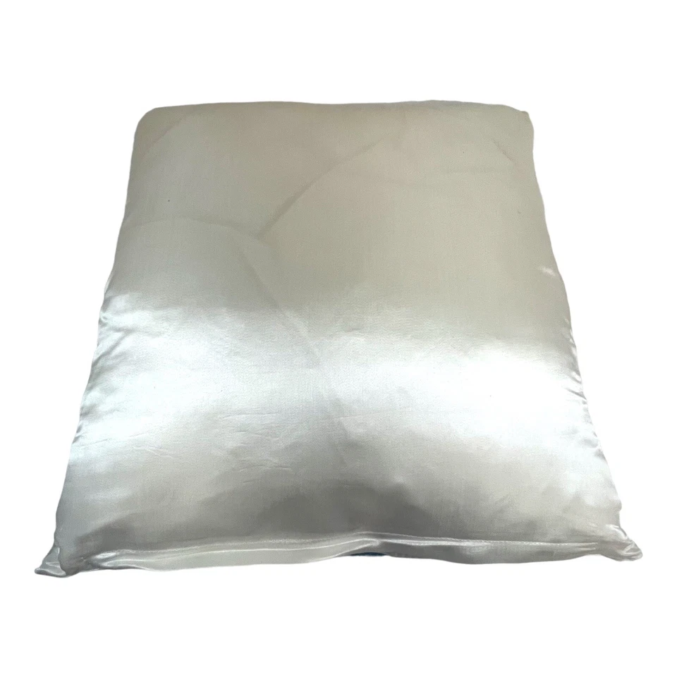 Vintage Satin Embroidered Duck Water Lillies Fleur Du Lis Bird Throw Pillow 14” - Image 2 of 4