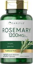 Rosemary Capsules | 1200mg | 200 Count | Non-GMO & Gluten Free | by Carlyle