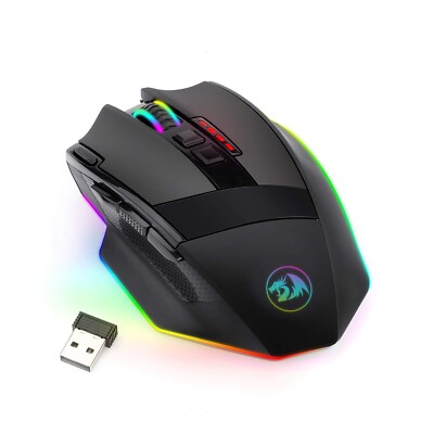 Redragon M801 Wireless Gaming Mouse RGB Gaming Mouse with MMO 9 Programmable Mac