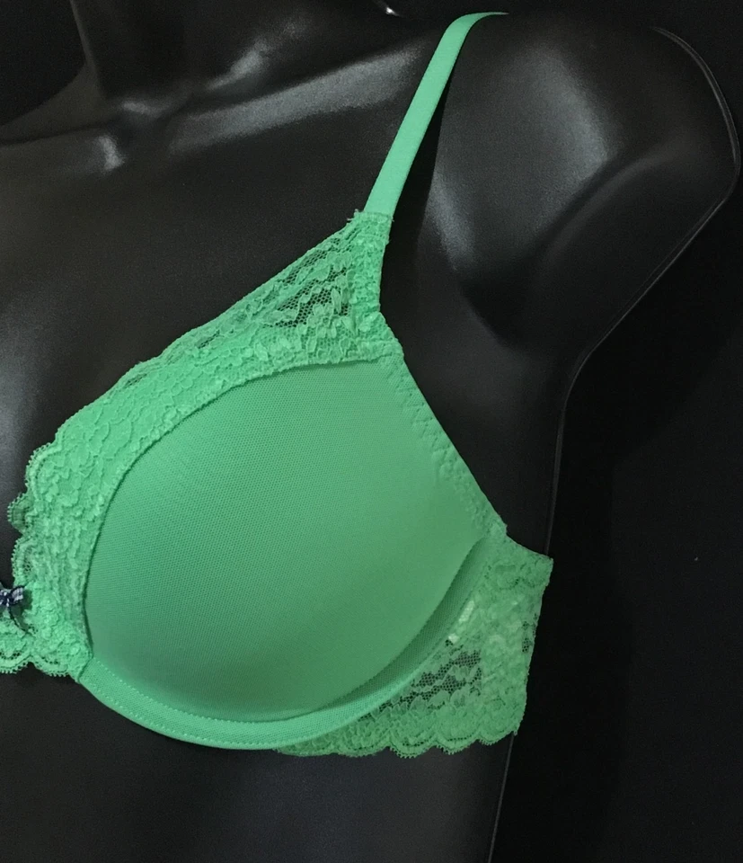 Hollister Lightly Lined Plunge Lace-Trim Bra GREEN (34B) - Image 3 of 4