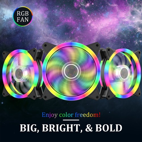 1-4PCS 120mm RGB LED Computer PC Case Fan Air Cooling Quiet Hydraulic Game Fans - Afbeelding 17 van 47