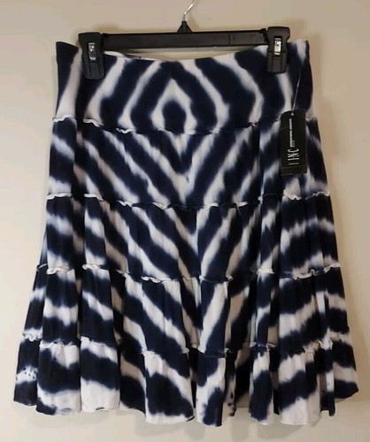 INC INTERNATIONAL CONCEPTS Tie-Dye Stripe Skirt Women's S Blue/White Pull On