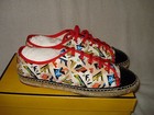 100% AUTHENTIC NEW WOMEN FENDI JUNIA CANVAS & PATENT ESPADRILLE SNEAKER US 9.5 — photo 6