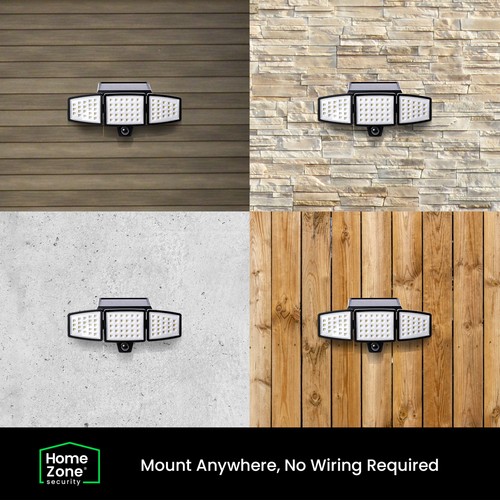 Home Zone 2-pack Solar Flood Lights Outdoor Motion Sensor 120° 3500K 1000 Lumens - Picture 3 of 7