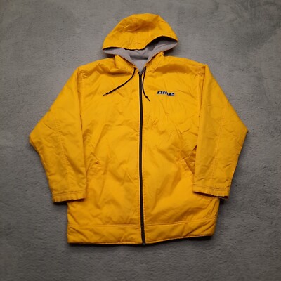 VINTAGE Nike Jacket Mens Large Yellow Black Reversible Full Zip Coat Big Swoosh