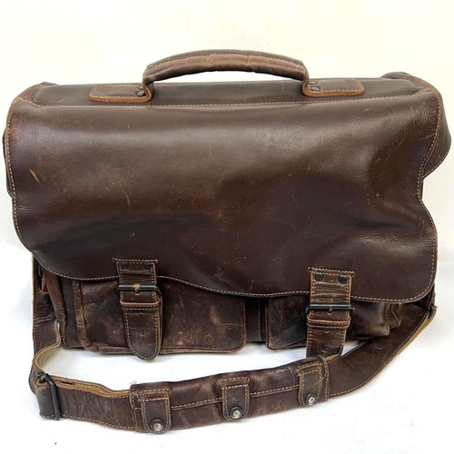 Aunts & Uncles Hunter Finn Briefcase 15 in Brown Leather - Picture 10 of 24