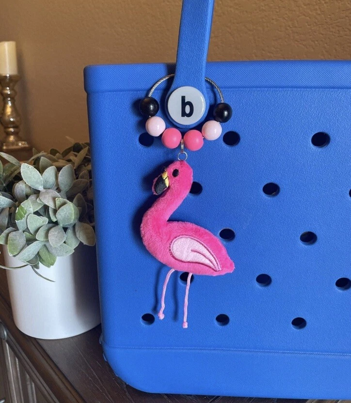 Pink Plush Flamingo Bogg Bag Keychain Charm