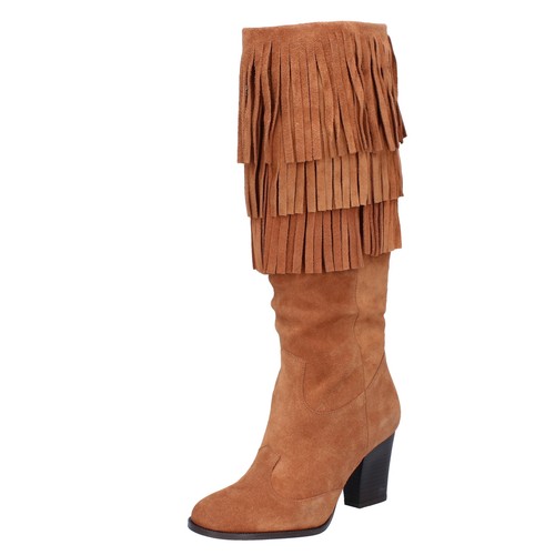 scarpe donna TRUSSARDI JEANS stivali marrone camoscio BG196 | eBay