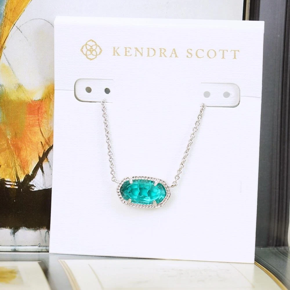 NWT Kendra Scott Elisa London Blue Short Necklace Silver Tone December