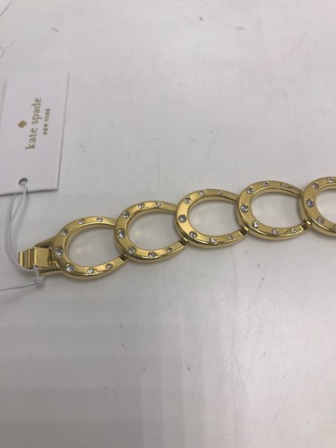 $88 Kate Spade gold tone crystal horseshoe link bracelet J1A2 - Picture 5 of 8