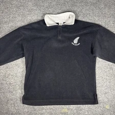 Vintage New Zealand Quarter Zip Pull Over Men Large Fleece Black Leisure Line