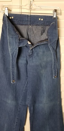 Vintage 1970s MUSHROOM Denim Jeans 5/6 High Waist Bell Wrap/Snap Waist 24 X 30 - Picture 8 of 21