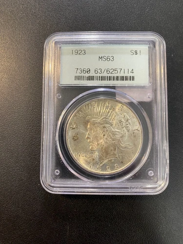 1923 PEACE DOLLAR PCGS MS-63 - UNCIRCULATED - OGH  - CERTIFIED SLAB - $1