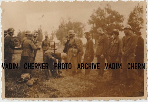 Old Poland Photo Original WWII Round up in Tuchola , Polska  - Afbeelding 1 van 2