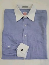 J. PRESS Mens LS Blue Oxford French Button Up Single Needle Tailor USA  16-33