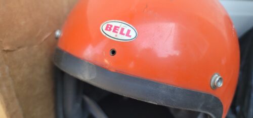 Vintage Bell Magnum Motorcycle Toptex Helmet Orange Original Box 7 1/8 1968 - Picture 2 of 13