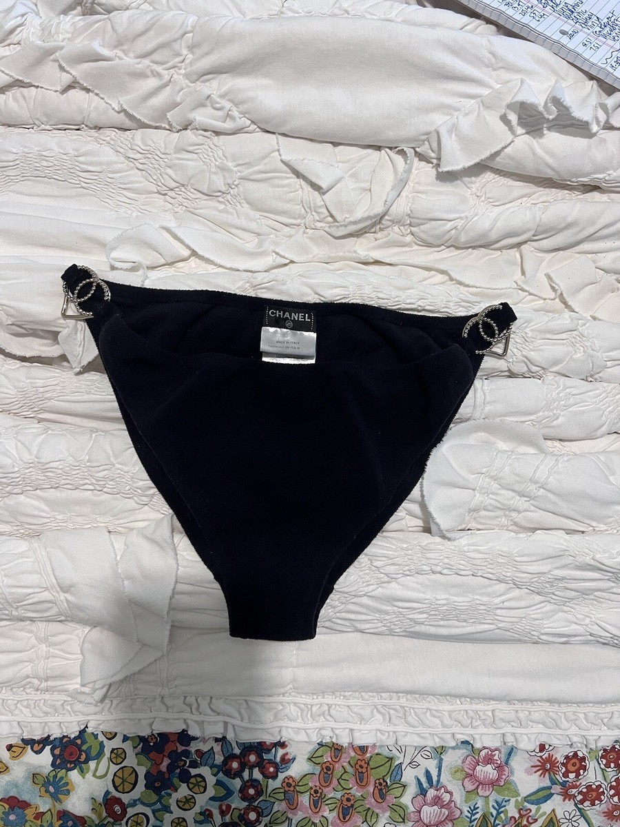 CHANEL Black Bikini Swimsuit With Gold Chanel Logo Hardware | eBay
