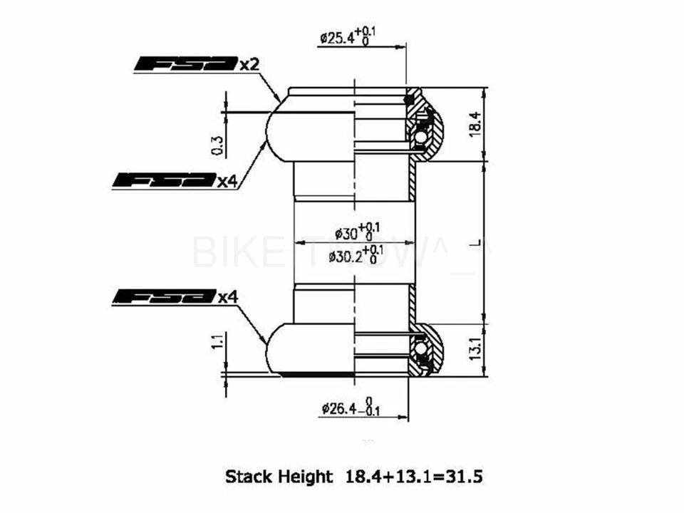 FSA Orbit X 1",ISO 26.4mm,Threadless Bike Headset 1inch W/Top Cap Black - Image 3 of 4