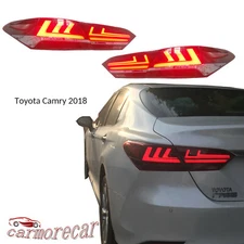 New Red LED Taillight Assemblies LED Rear Lamps A Pair For Toyota Camry 2018