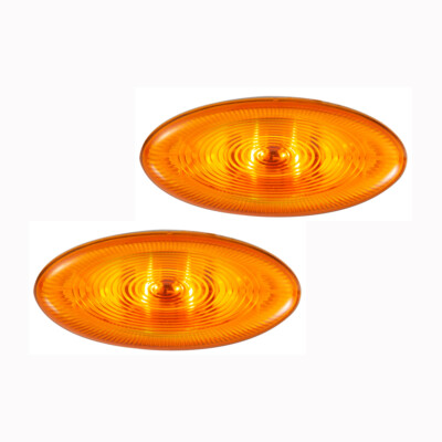 Fit For Peterbilt Side Marker Light Hood Lamp Yellow With 2white Bulbs