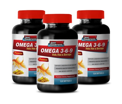 brain food - Fish Oil 1200mg OMEGA 3 6 9 - brain supplement - 3 Bottles