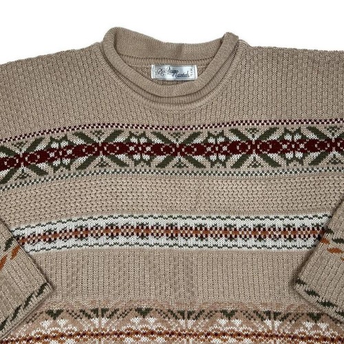 Vintage DESIGN ESSENTIALS Multi Patterned Grandad Acrylic Jumper Medium Large - Picture 2 of 4
