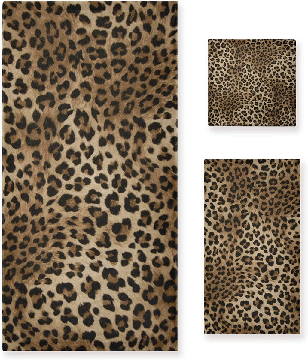 3 Piece Towel Set Pretty Leopard Print Bath Towel Sets 1 Bath