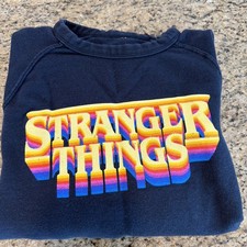 Stranger Things Navy Crewneck Sweatshirt Size S Chicago NETFLIX POPUP EXCLUSIVE
