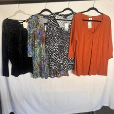 Lot Of 4 Women’s Plus Size 1X Mixed Brands Blouses All Are NWT