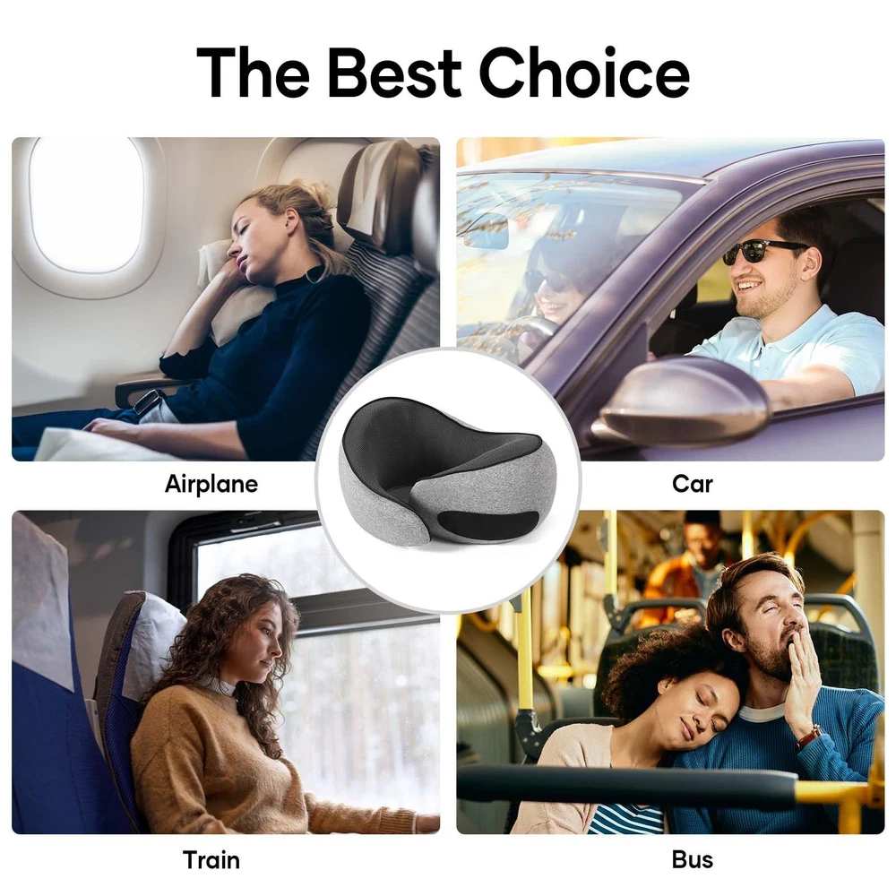 Memory Foam Travel Neck Pillow for Airplanes Cars and Trains Memory Foam Travel Neck Pillow for Airplanes Cars and Trains