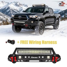 For 2016-2023 Toyota Tacoma Stubby Steel Front Bumper Winch Plate Led Light Bar