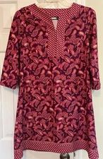Cabana Life XL Dress Purple Pink Orange/Peach Paisley Stretch Active Beach Pool